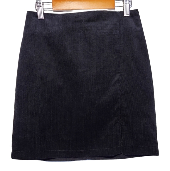 Timing, corduroy mini skirt womens Sz. S.M.L. black slit zipper new high waisted - Picture 5 of 15